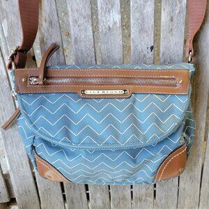 LILY BLOOM Blue Broken Zig Zag Ruth Flap ECO Recycled Crossbody Bag